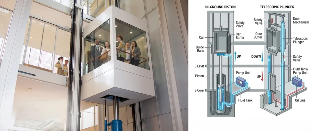 hydraulic elevator piston system how it works